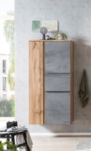 Midischrank >Paris< in Betongrau/ Wotaneiche, MDF - 65x130x35cm (BxHxT)