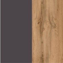 Seitenschrank >Paris< in grau / Wotaneiche, MDF - 65x180x35cm (BxHxT)