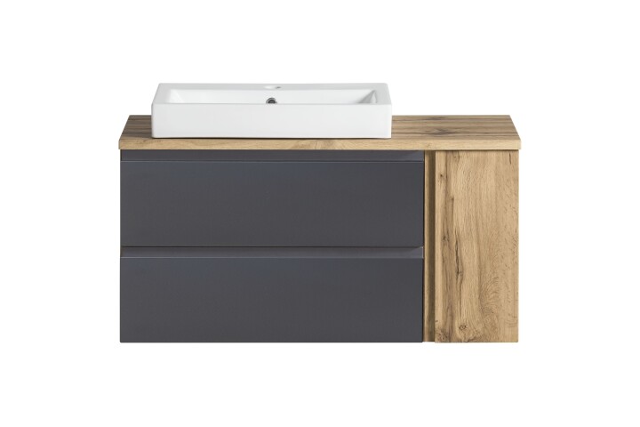 Waschtisch >Paris< in grau, Wotaneiche, MDF - 105x65,5x47cm (BxHxT)