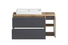 Waschtisch >Paris< in grau, Wotaneiche, MDF - 105x65,5x47cm (BxHxT)