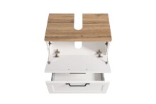 Waschbeckenunterschrank >Lyon< in weiß, Wotaneiche, MDF - 60x54x35cm (BxHxT)