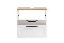 Waschbeckenunterschrank >Lyon< in weiß, Wotaneiche, MDF - 60x54x35cm (BxHxT)