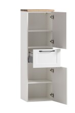 Midischrank >Lyon< in weiß, Wotaneiche, MDF - 40x130x35cm (BxHxT)