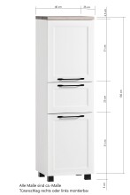 Midischrank >Lyon< in grau, Wotaneiche, MDF - 40x130x35cm (BxHxT)