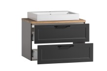 Waschtisch >Lyon< in grau, Wotaneiche, MDF - 80x63x47cm (BxHxT)
