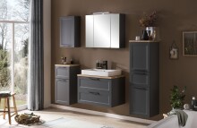 Waschtisch >Lyon< in grau, Wotaneiche, MDF - 80x63x47cm (BxHxT)