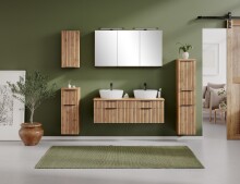 Badezimmerspiegelschrank >Nizza< in Wotaneiche-Dekor - 120x64x20cm (BxHxT)