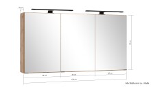 Badezimmerspiegelschrank >Nizza< in Wotaneiche-Dekor - 120x64x20cm (BxHxT)