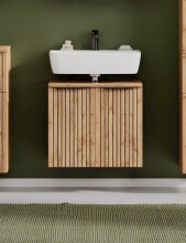 Waschbeckenunterschrank >Nizza< in Wotaneiche-Dekor - 60x54x35cm (BxHxT)