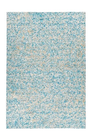 Teppich >Finish< in Türkis / Gold, 100% Leder - 150x80cm (LxB)