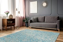 Teppich >Finish< in Türkis / Gold, 100% Leder...