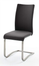 Esszimmerstuhl >Muvo II< (2er Set) in Schwarz aus Echtleder - 43x103x52 (BxHxT)
