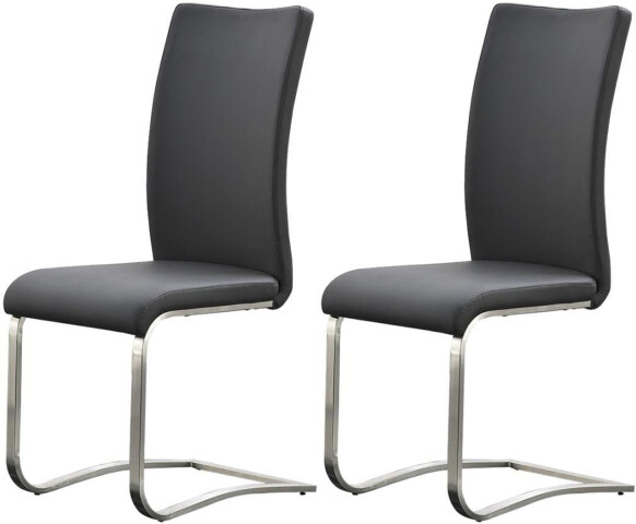 Esszimmerstuhl >Muvo II< (2er Set) in grau aus Echtleder - 43x103x52cm (BxHxT)