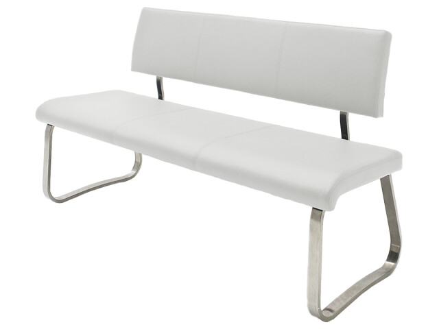 Sitzbank >Muvo I< in Weiß aus Metall - 155x86x59cm (BxHxT)