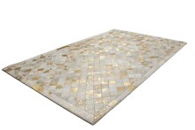 Teppich >Lavish< in Elfenbein / Gold, 100% Leder - 150x80cm (LxB)