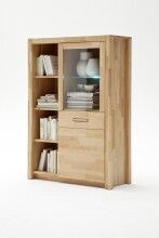 Wohnwand >Fenja< (3-teilig) in Kernbuche massiv - 243x175x46 (BxHxT)
