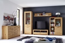 Wohnwand >Fenja< (3-teilig) in Kernbuche massiv - 243x175x46 (BxHxT)
