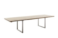 Kulissen-Esstisch >BROOKLYN< in Bianco geölt / Edelstahl - 220/320x73x100 (BxHxT)