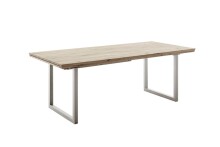 Kulissen-Esstisch >BROOKLYN< in Bianco geölt / Edelstahl - 180/280x73x100 (BxHxT)