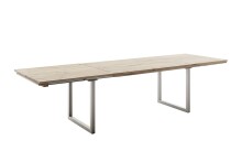 Kulissen-Esstisch >BROOKLYN< in Bianco geölt / Edelstahl - 300x73x100 (BxHxT)