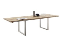 Kulissen-Esstisch >BROOKLYN< in Bianco geölt / Edelstahl - 280x73x100 (BxHxT)