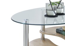 Couchtisch >PANTY< Sicherheitsglas, Ablage Artisan oder Sonoma Eiche - 42x90x55 (BxHxT)