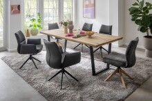 Kulissen-Esstisch >BROOKLYN< in Wildeiche geölt / Metall - 300x73x100 (BxHxT)