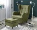 Fußhocker >OSKAR< in olive, Stoffbezug, weich, 100% Polyester - 63x43x42 (BxHxT)