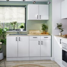 Hängeschrank >KIRA< in Weiß glänzend/Mattweiß - 60x59x34 (BxHxT)