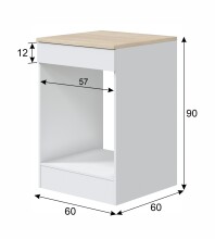 Herdumbauschrank >KIRA< in Weiß glänzend/Mattweiß - 60x90x60 (BxHxT)