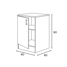 Unterschrank >KIRA< in Weiß glänzend/Mattweiß - 60x90x60 (BxHxT)