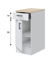 Küchenblock >KIRA< (Küchenmodule für Küchenblock KIRA-Set #1 (Elektrogeräte oder Spülbecken nicht inbegriffen)) in Weiß glänzend/Matttweiß