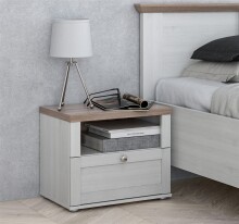 Nachtkonsole >ILOPPA< 1 Fach, 1 Schub, Schnee Eiche / Nelson Eiche - 55,4x45x34,4cm (BxHxT)