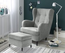 Ohrensessel >OSKAR< (Sessel und Hocker) in grey -...