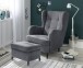 Ohrensessel >OSKAR< (Sessel und Hocker) in anthrazit - 78x102x98 (BxHxT)