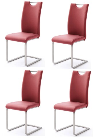 Esszimmerstuhl >Miafle  I< (4er Set) in Bordeaux aus Metall - 42x103x55 (BxHxT)