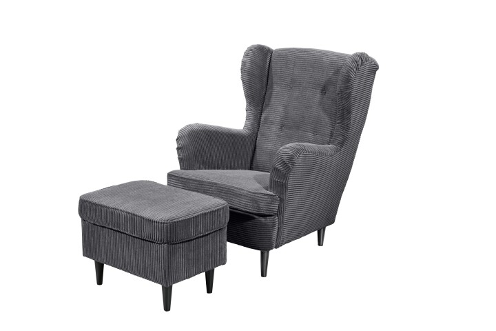 Ohrensessel >OSKAR< (Sessel und Hocker) in ash - 78x102x98 (BxHxT)