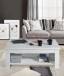 Couchtisch >Duro< aufklappbar 76,3cm, weiss glänzend - 110x45,2/67,3x65cm (B/H/T)