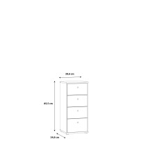 Kommode >TEMPRA2< 4 Schubladen, in Old – Wood Vintage - 38,6x85,5x34,8cm (BxHxT)