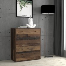 Kommode >TEMPRA2< 4 Schubladen, in Old – Wood Vintage - 73,7x85,5x34,8cm (BxHxT)