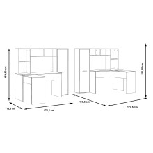 Eckschreibtisch >ERIADU< 8 Fächer, 1 Tür, Sonoma Eiche / Weiss - 173x152x116cm (BxHxT)