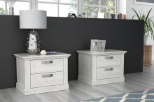 Nachttisch >KASHMIR< (2er-Set) in Pinie Weiss - 67,2x48,9x45,1cm (BxHxT)