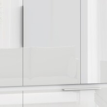 Drehtürenschrank >LUANO< 4 Schubladen, 6 Türen, Weiss / Weiss Glanz - 269,7x210,5x60cm (BxHxT)