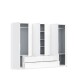 Drehtürenschrank >LUANO< 4 Schubladen, 6 Türen, Weiss / Weiss Glanz - 269,7x210,5x60cm (BxHxT)