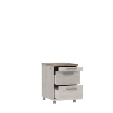 Rollcontainer >DURO< 3 Schübe, Pinie Weiss / Eiche Antik - 42,3x61,4x53cm (BxHxT)