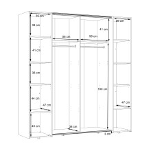Dreh-/Schwebetürenschrank >NARAGO< 10 Böden, 2 Stangen, in Weiss - 270,3x210,5x61,2cm (BxHxT)