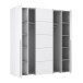 Dreh-/Schwebetürenschrank >NARAGO< 10 Böden, 2 Stangen, in Weiss - 270,3x210,5x61,2cm (BxHxT)