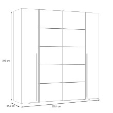 Dreh-/Schwebetürenschrank >NARAGO< 10 Böden, 2 Stangen, Salbei / Eiche Dekor - 270,3x210,5x61,2cm (BxHxT)