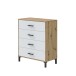 Hochkommode >ENZO< 4 Schubladen, Nodi Eiche Dekor / Artik Weiß - 77,5x94x40 (BxHxT)