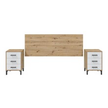 Schlafzimmer-Set >ENZO< (6-teilig) Nodi Eiche / Artik Weiß, Bett, Nachtkonsolen, Kommode, Schrank